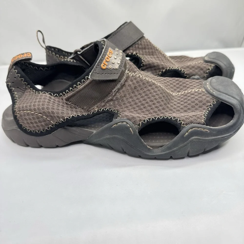 CROCS Swiftwater Mesh Men Size 8 Brown Fishing Hiking Sandals Casual Water Shoes